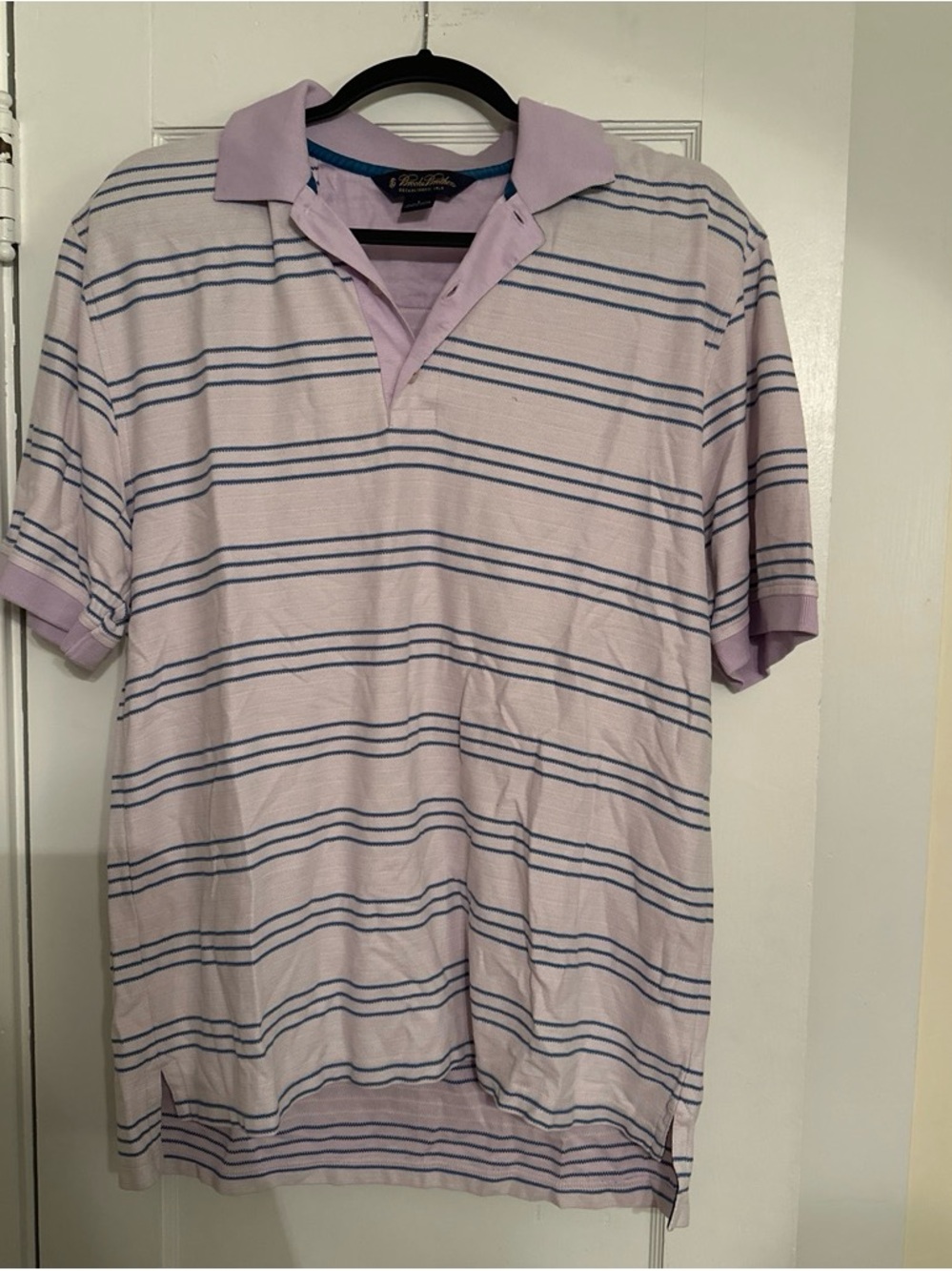 Brooks Brothers Lavender Polo with Navy Stripe